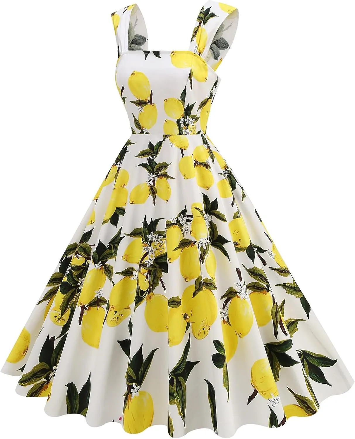 50s Dresses for Women 1950s Vintage Floral Cocktail Swing Dress Retro Tie Straps Backless Rockabilly Prom Tea Party Dresses