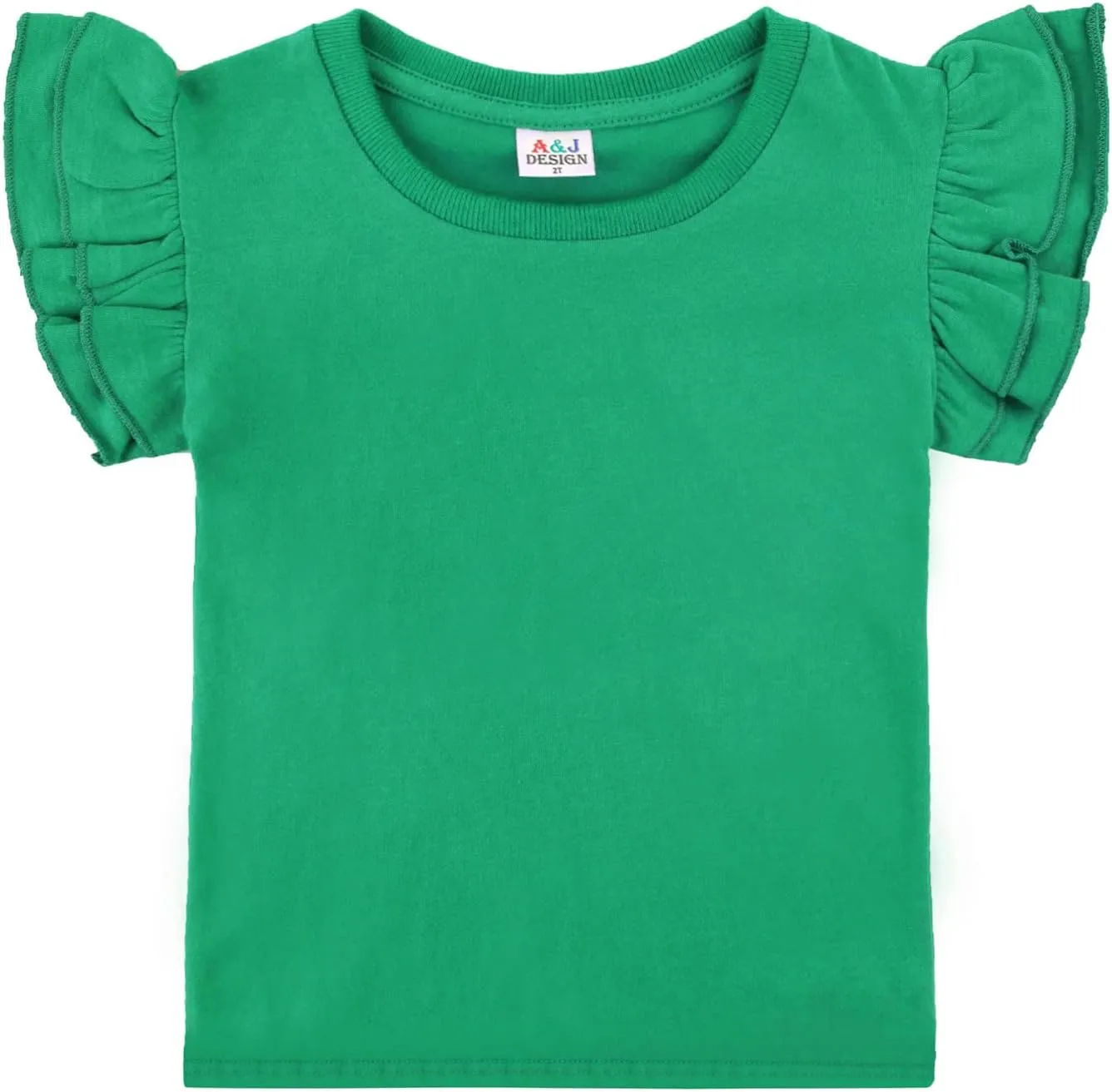 A&J DESIGN Baby & Toddler Girl Ruffle Heavyweight T-Shirts 12M-4T