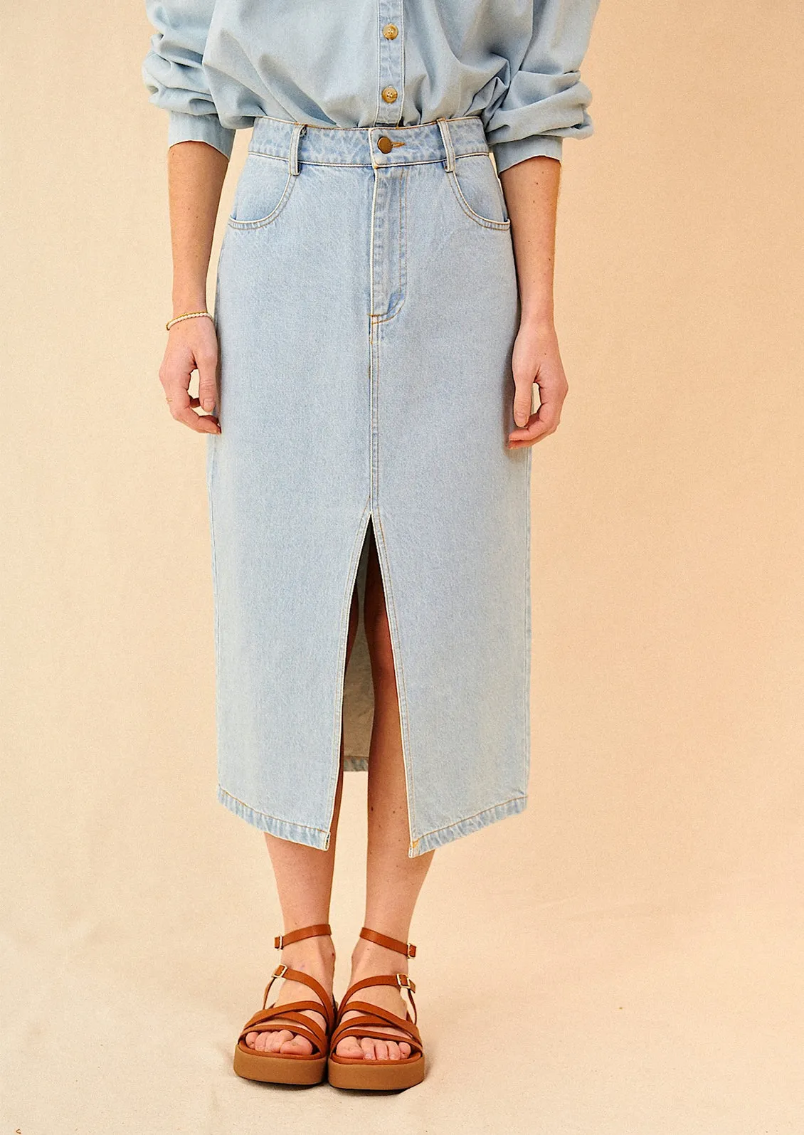 Agnes Denim Midi Skirt