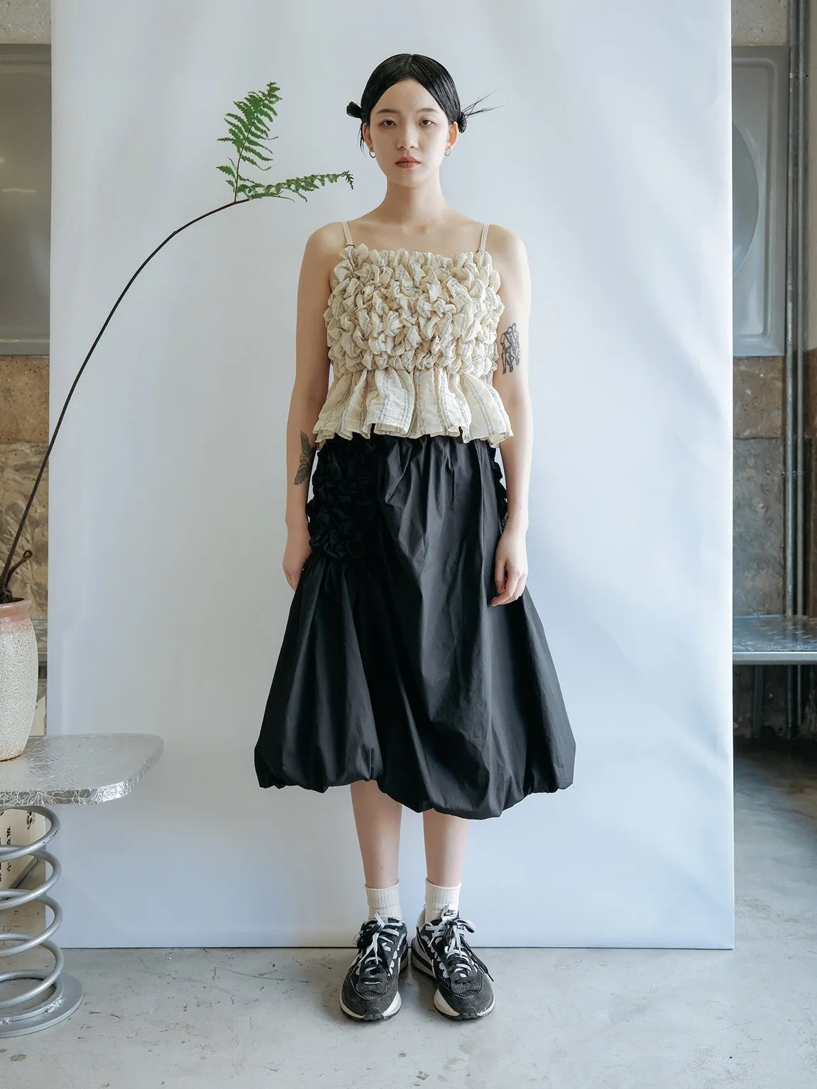 Asymmetric Pleated A-line Skirt