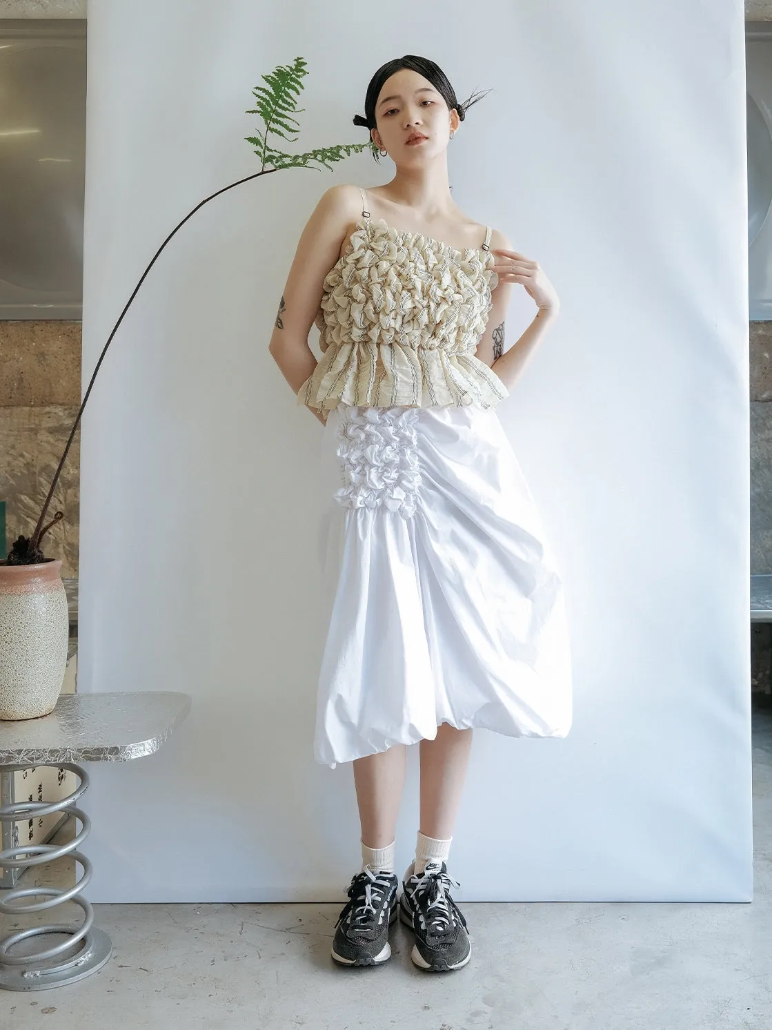 Asymmetric Pleated A-line Skirt