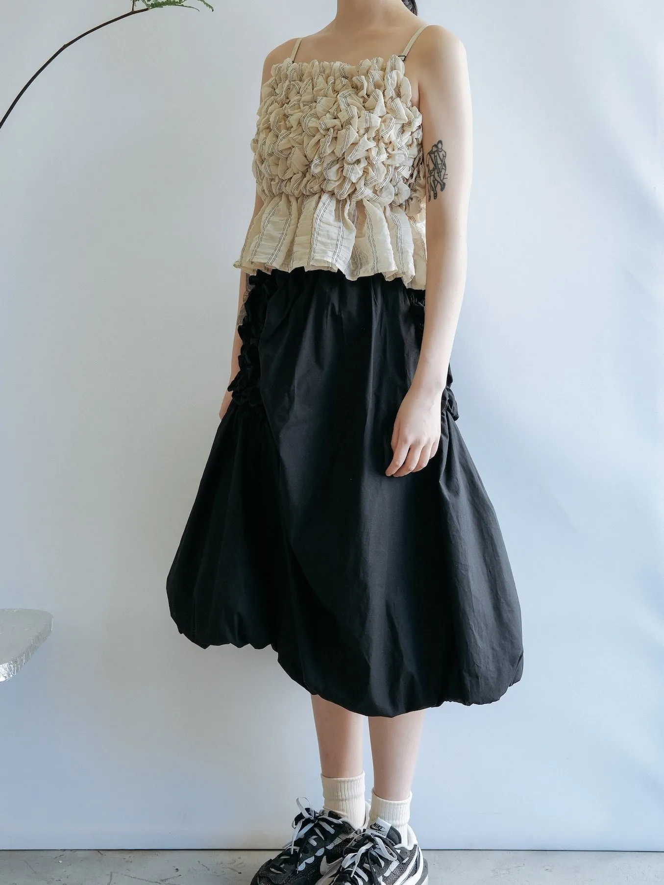 Asymmetric Pleated A-line Skirt