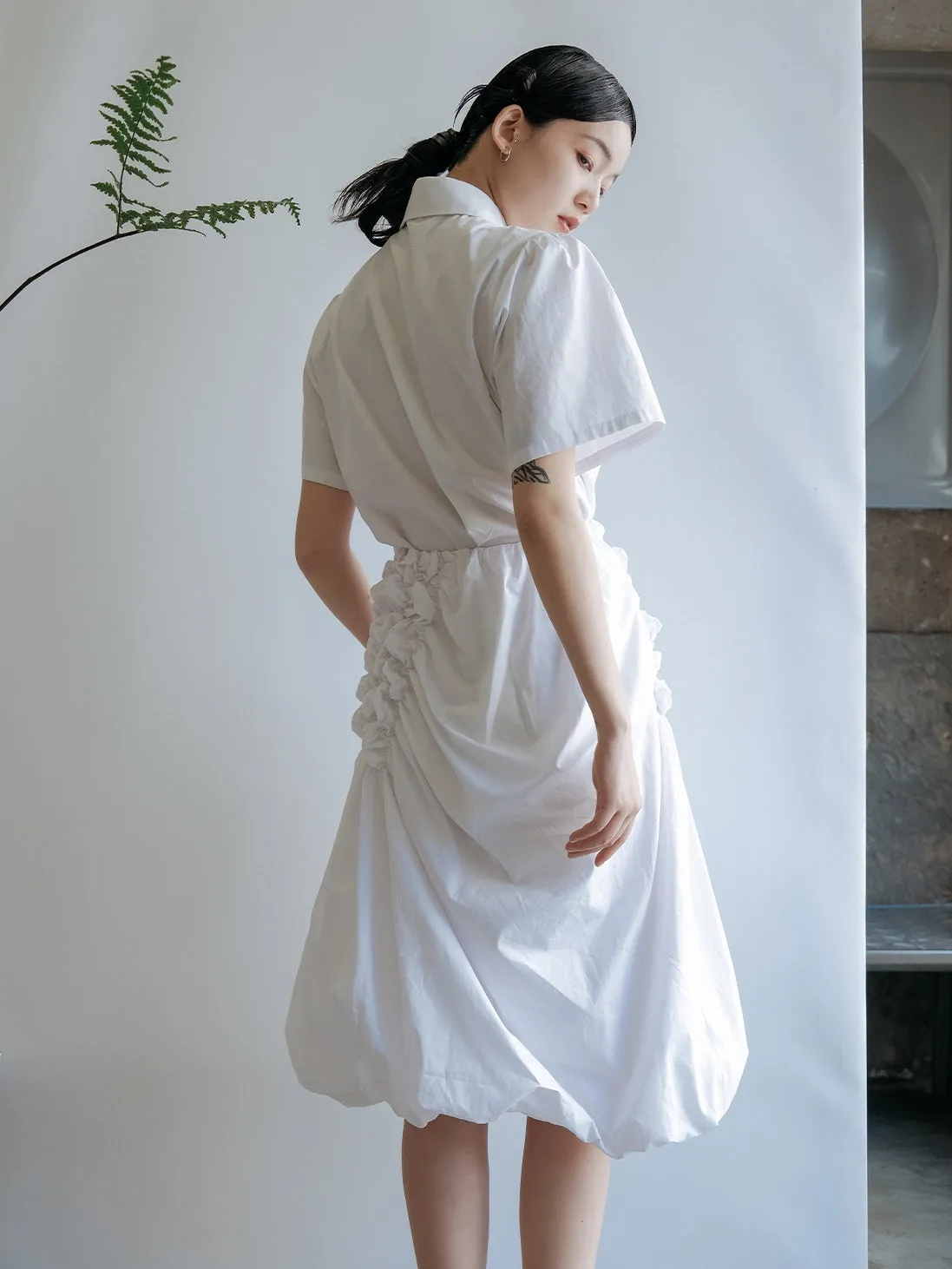 Asymmetric Pleated A-line Skirt