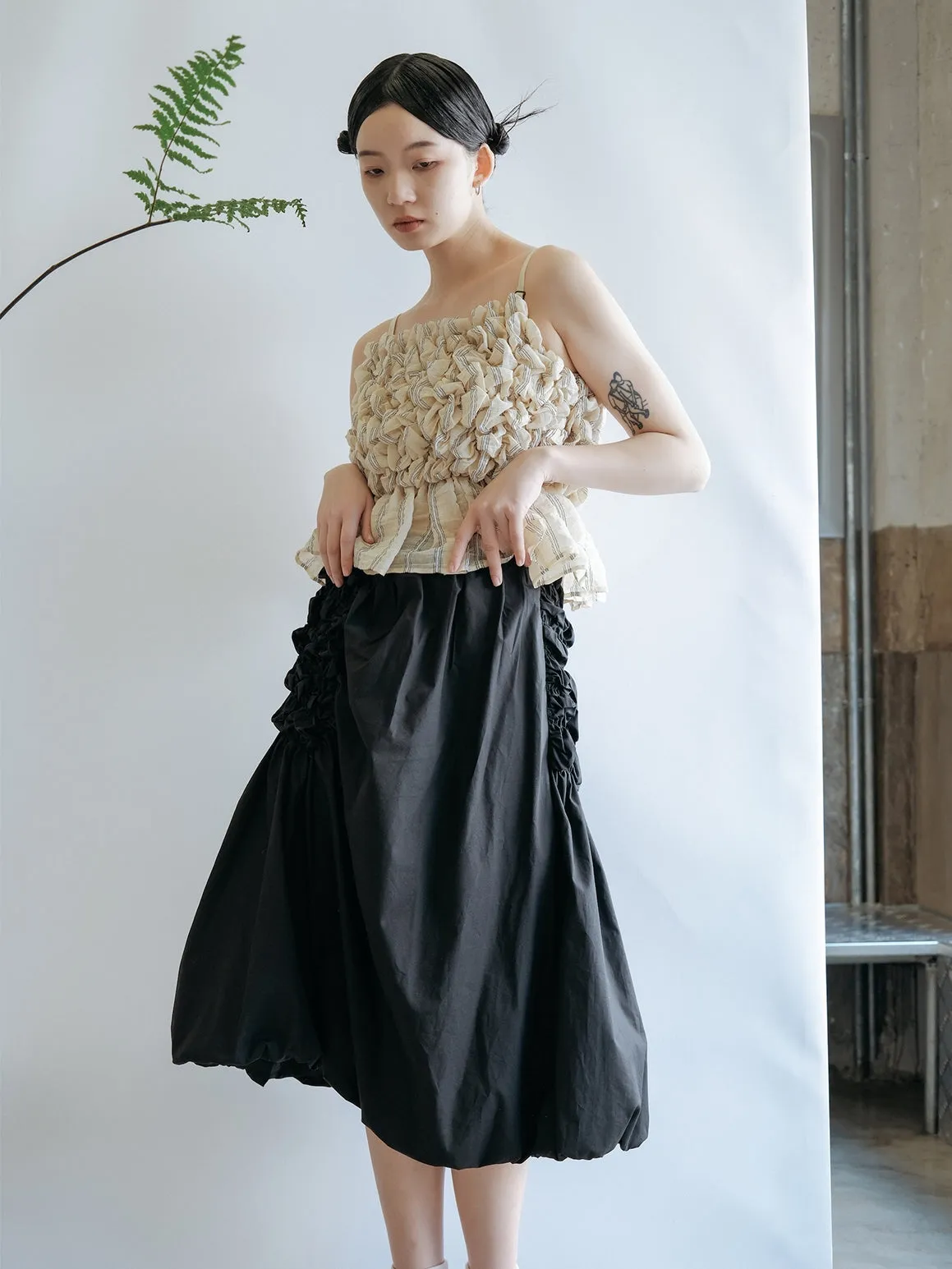 Asymmetric Pleated A-line Skirt