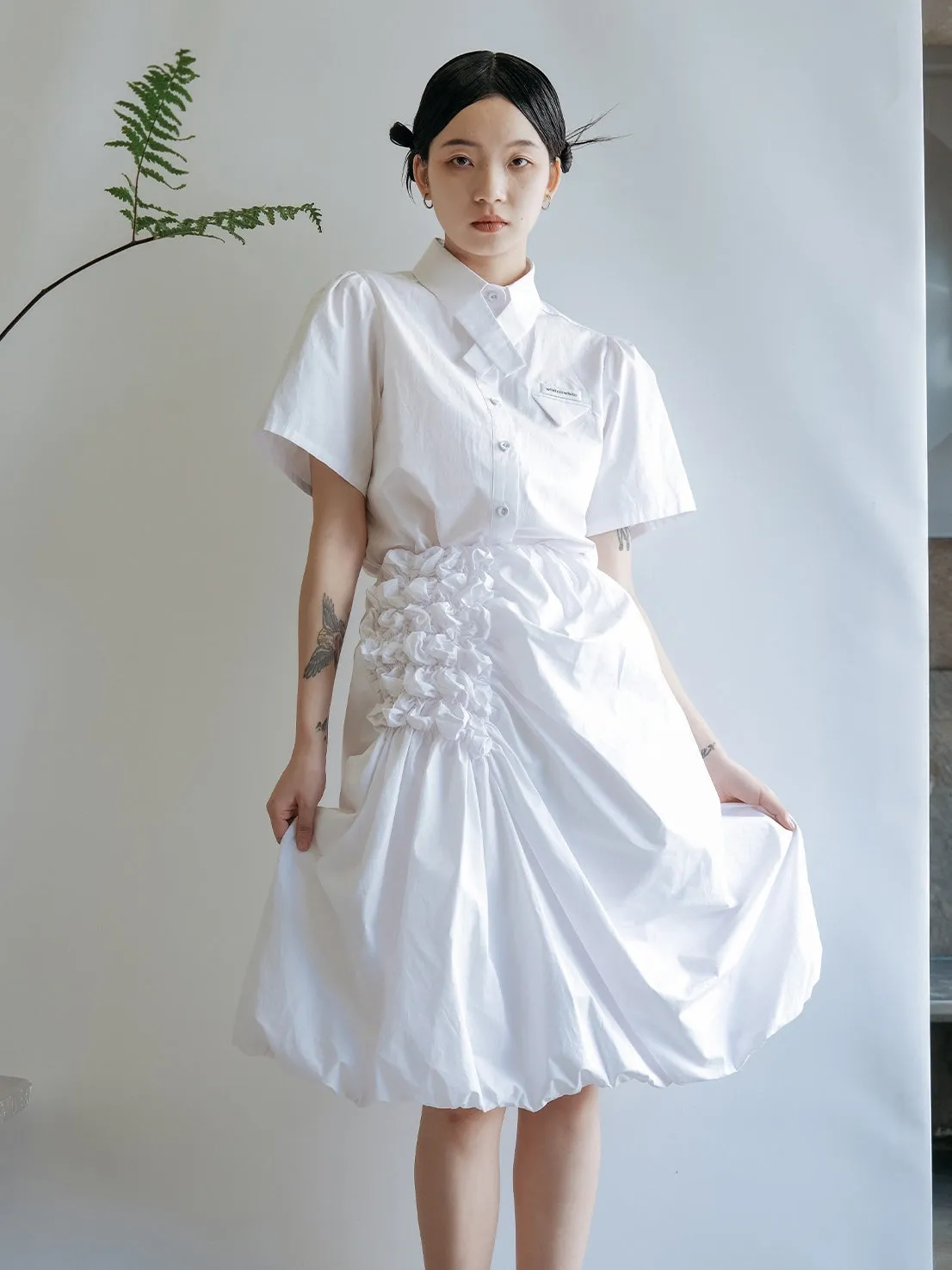 Asymmetric Pleated A-line Skirt
