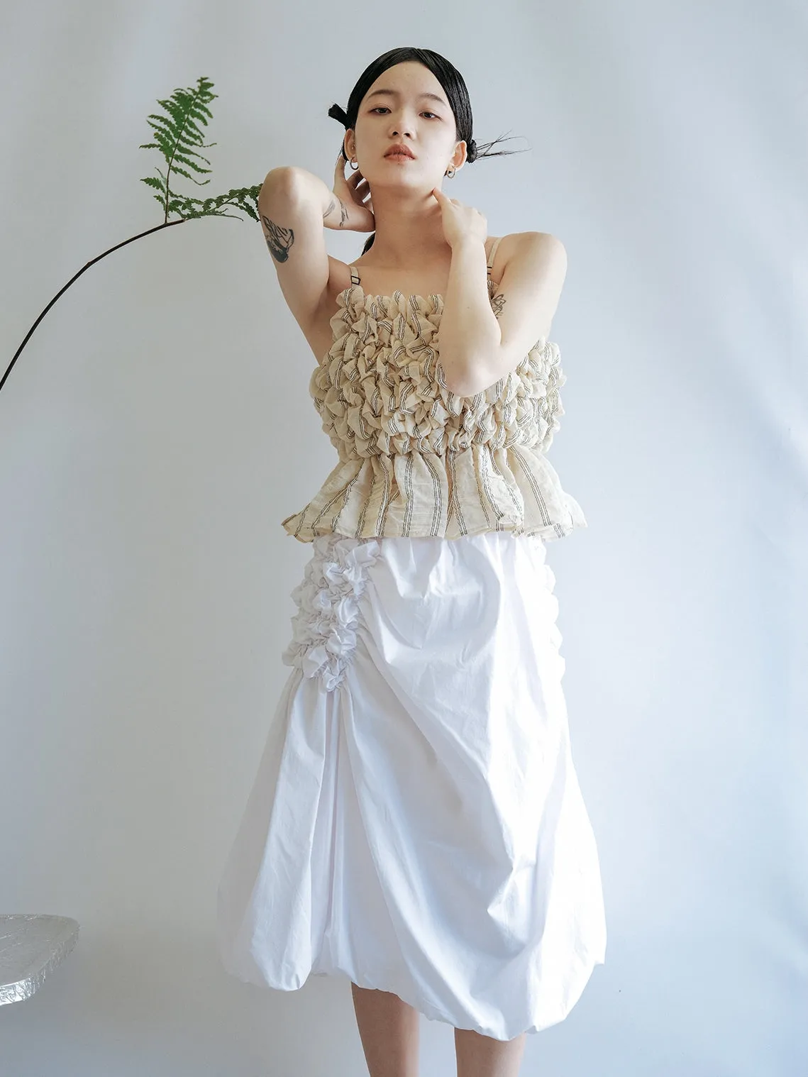Asymmetric Pleated A-line Skirt