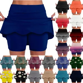 Athletic Skorts for Woman, Skorts for Curvy Women Dressy Skirts Tummy Control High Waisted Skirts with Shorts Underneath