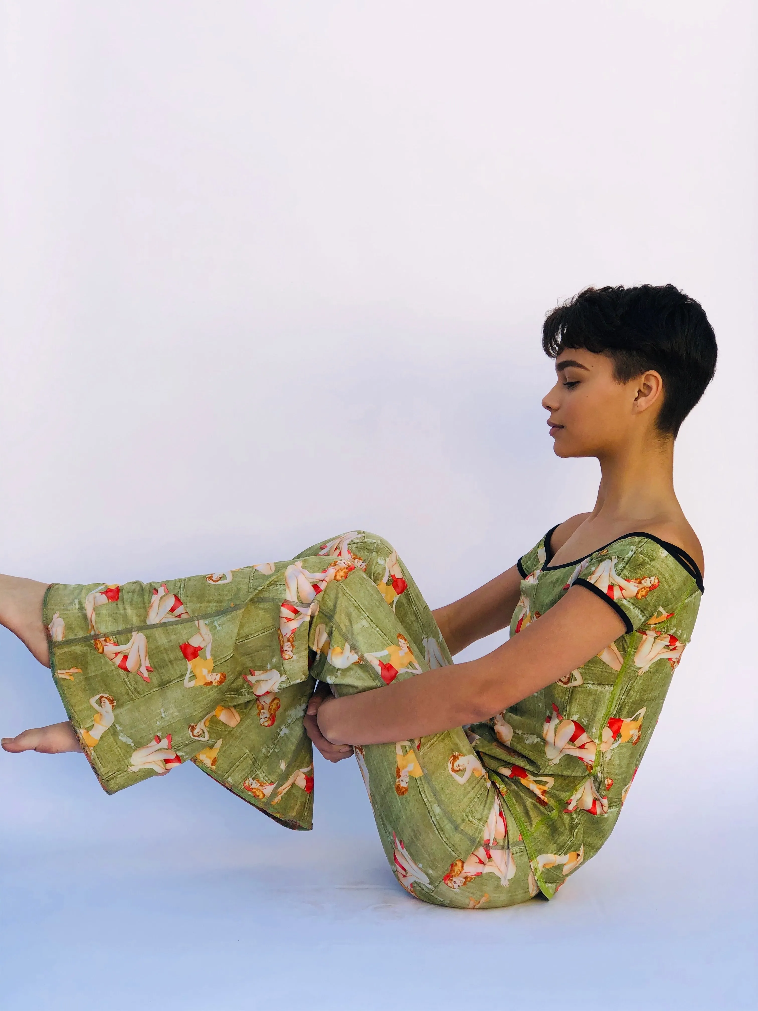 BELL BOTTOMS GREEN PIN UP/COCONUT (long length)