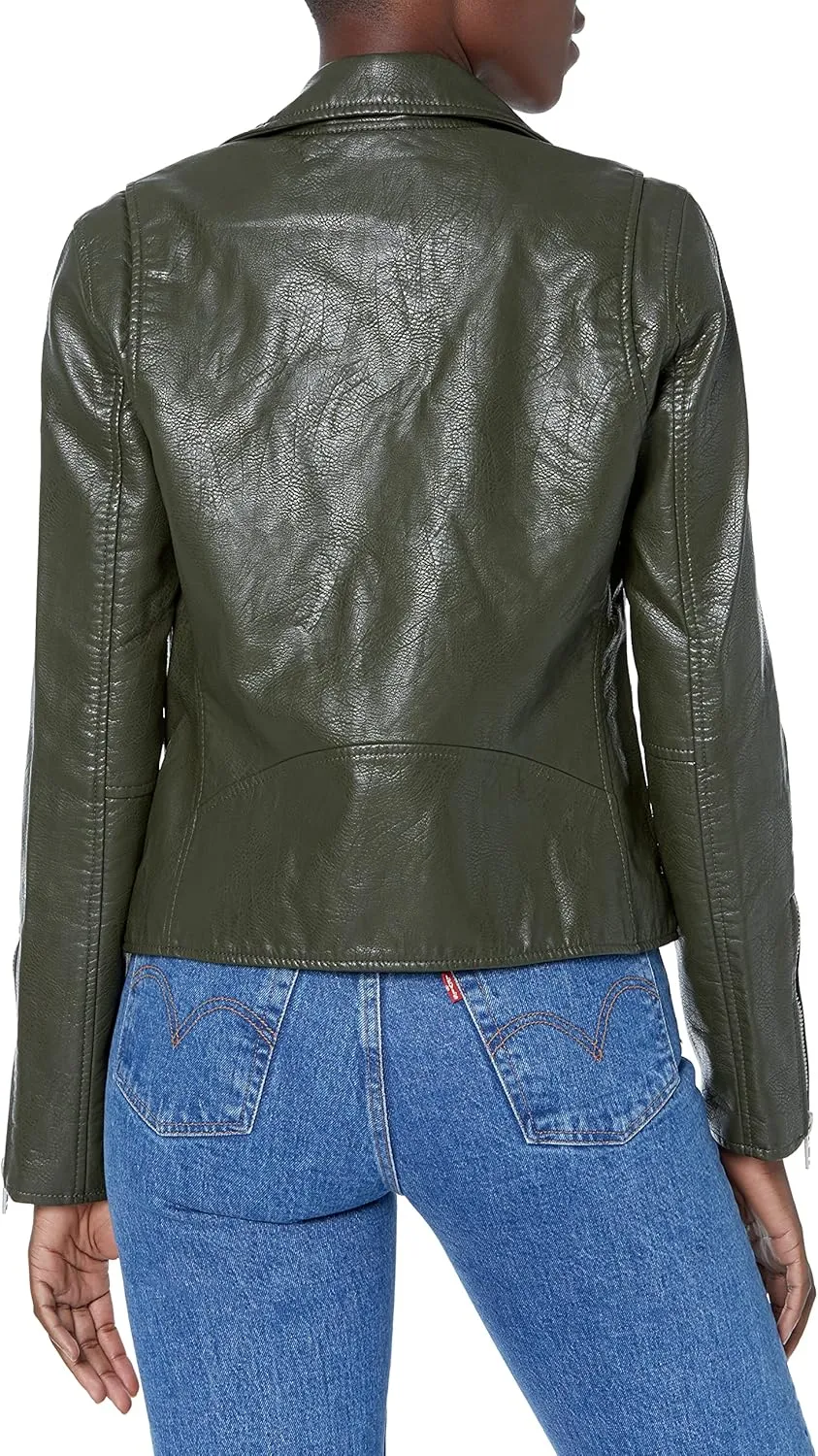 [BLANKNYC] Womens Luxury Clothing Semi Fitted Vegan Leather Motorcycle Jacket