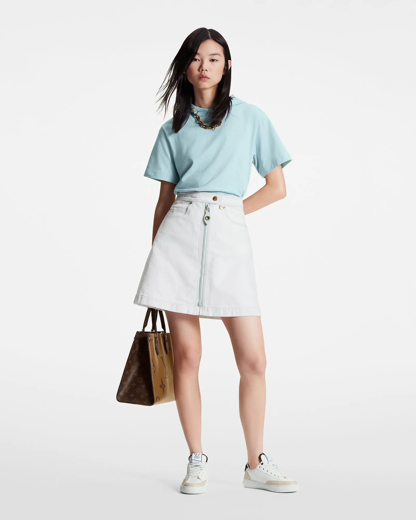 Bleached Denim Mini Skirt