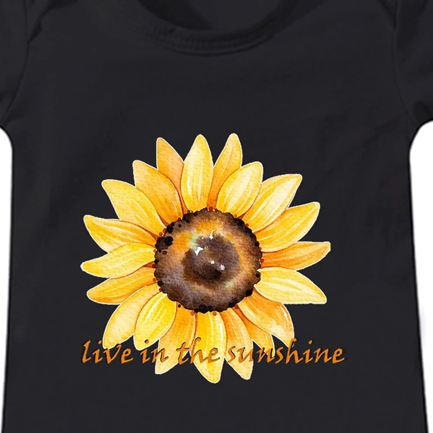 Boys and Girls Tops Short Sleeved T Shirts Sunflower Print Live in The Sunshine for Birthday Photo Banner for Kids Boy