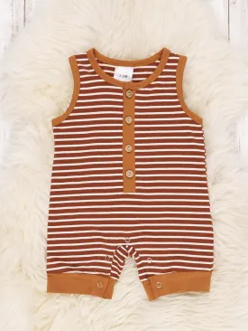 Brown Striped Romper