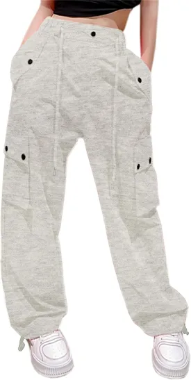 Cromoncent Girls & Womens Baggy Sweatpants Joggers Cargo Pants, 6 Years-Women 2XL