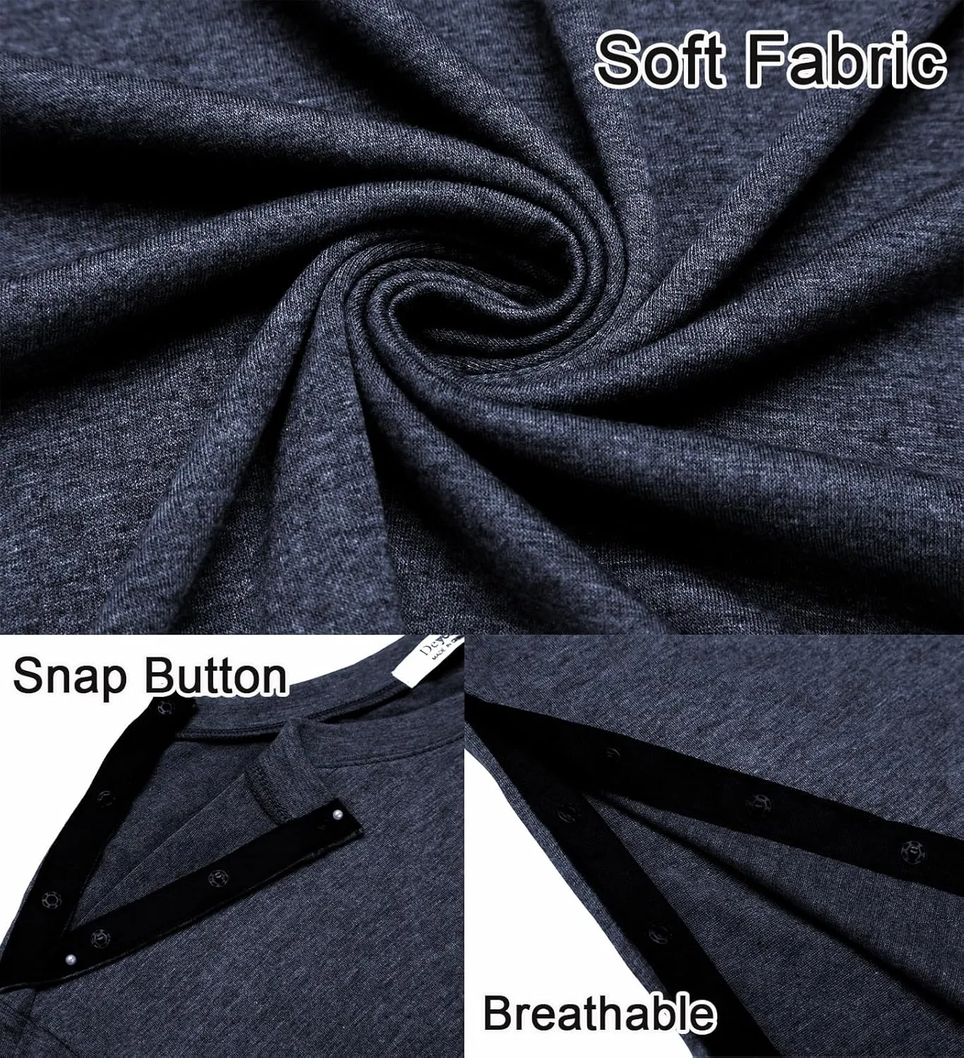 Deyeek Men's Post Shoulder Surgery Shirts Recovery Tear Away Short Sleeve Full Open Side Snap Adaptive Chemo Clothing