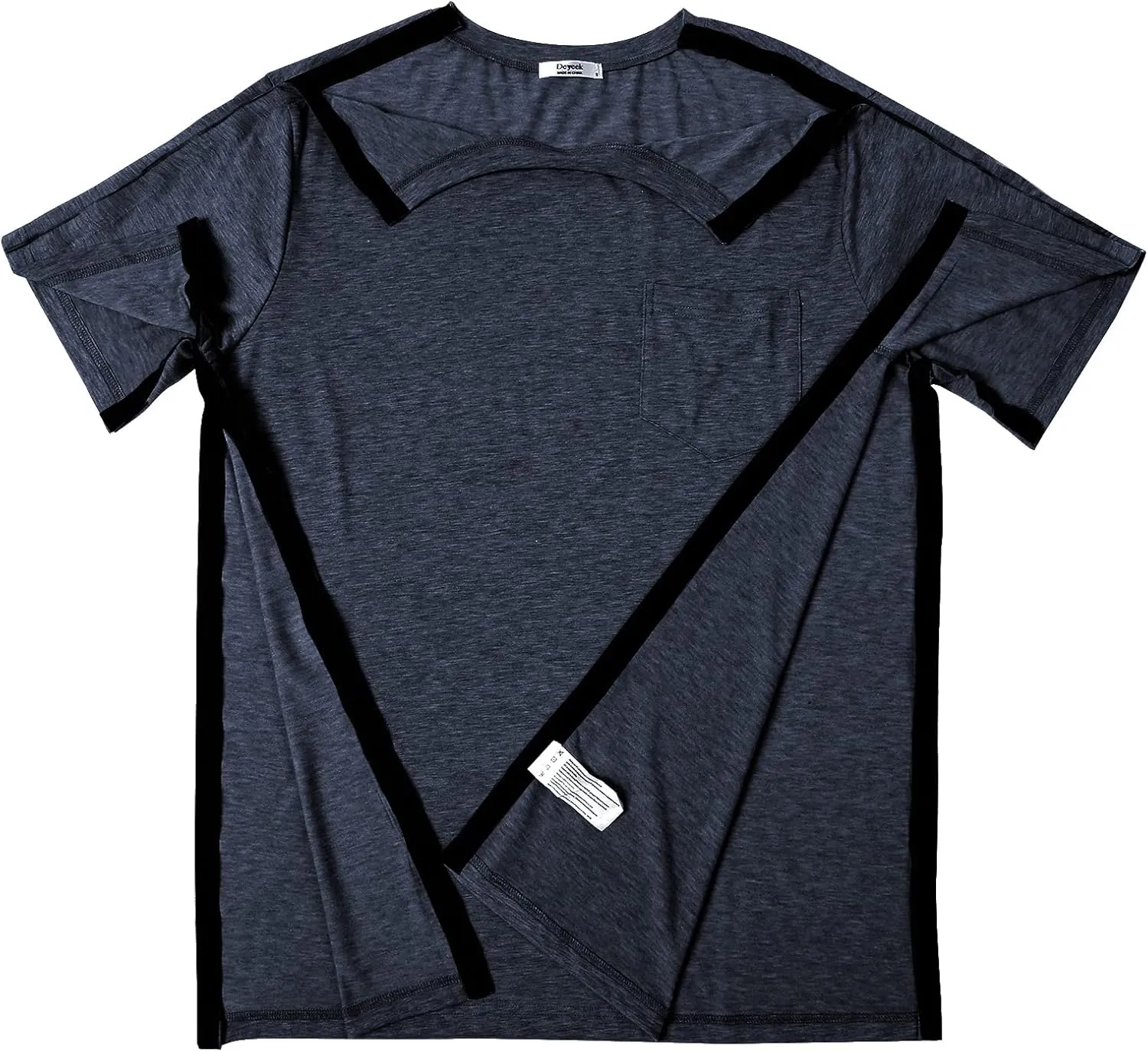 Deyeek Men's Post Shoulder Surgery Shirts Recovery Tear Away Short Sleeve Full Open Side Snap Adaptive Chemo Clothing