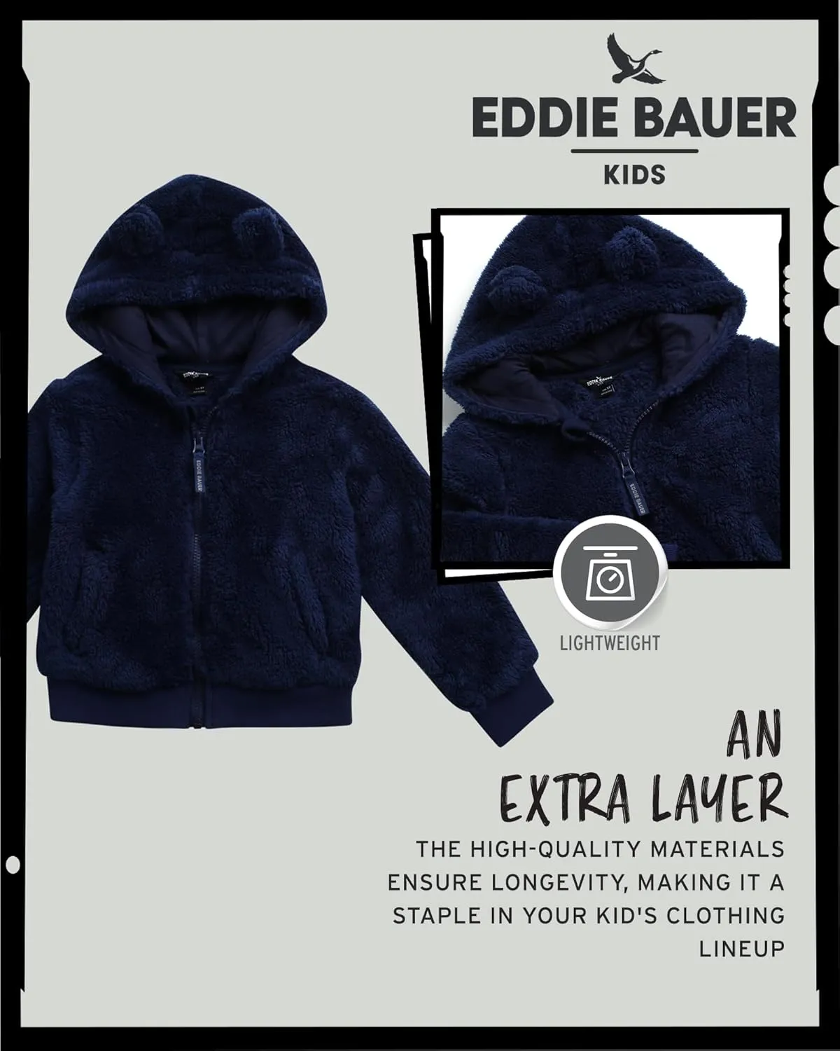 Eddie Bauer Toddler Zip Up Hoodie - Kids' Ultra Soft Sherpa Fleece Hoodie Sweatshirt for Toddler Boys and Girls (2T-4T)