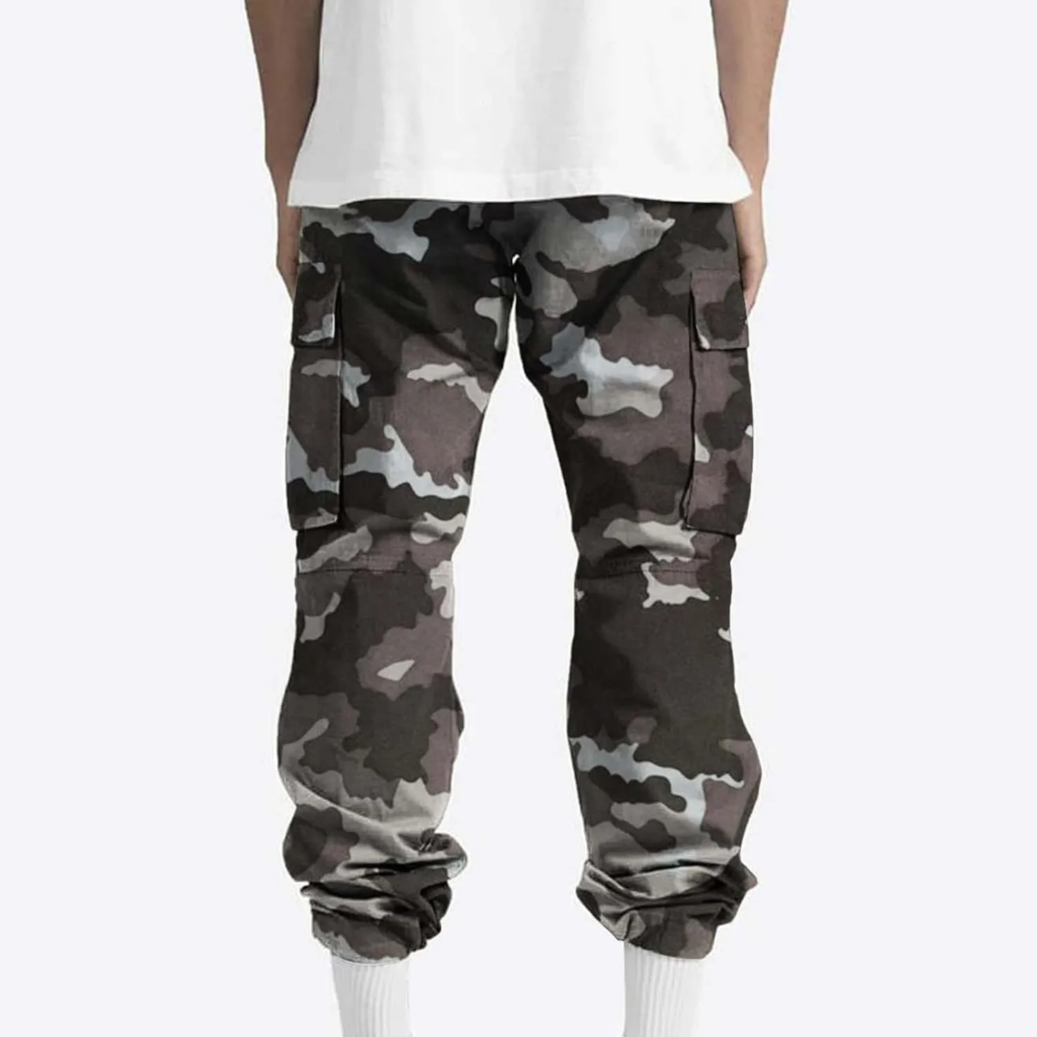Finelylove Cargo Pants for Men Relaxed Fit Casual Camo Pants Lightweight Straight Cargo Sweatpants Outdoor Hiking Jogger