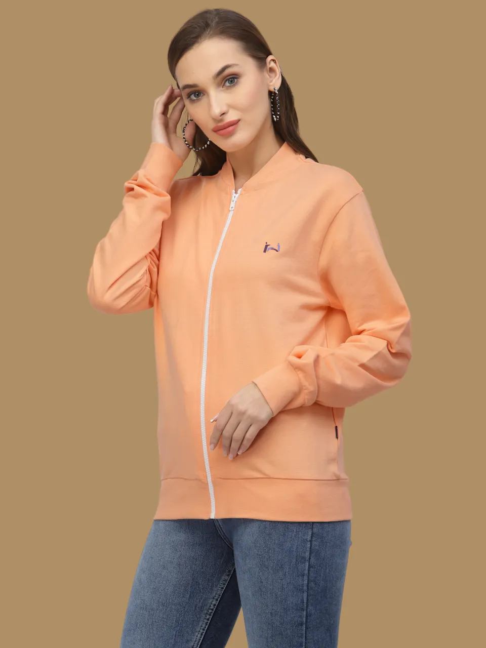 Flawless Women Solid Zipper Sweatshirt