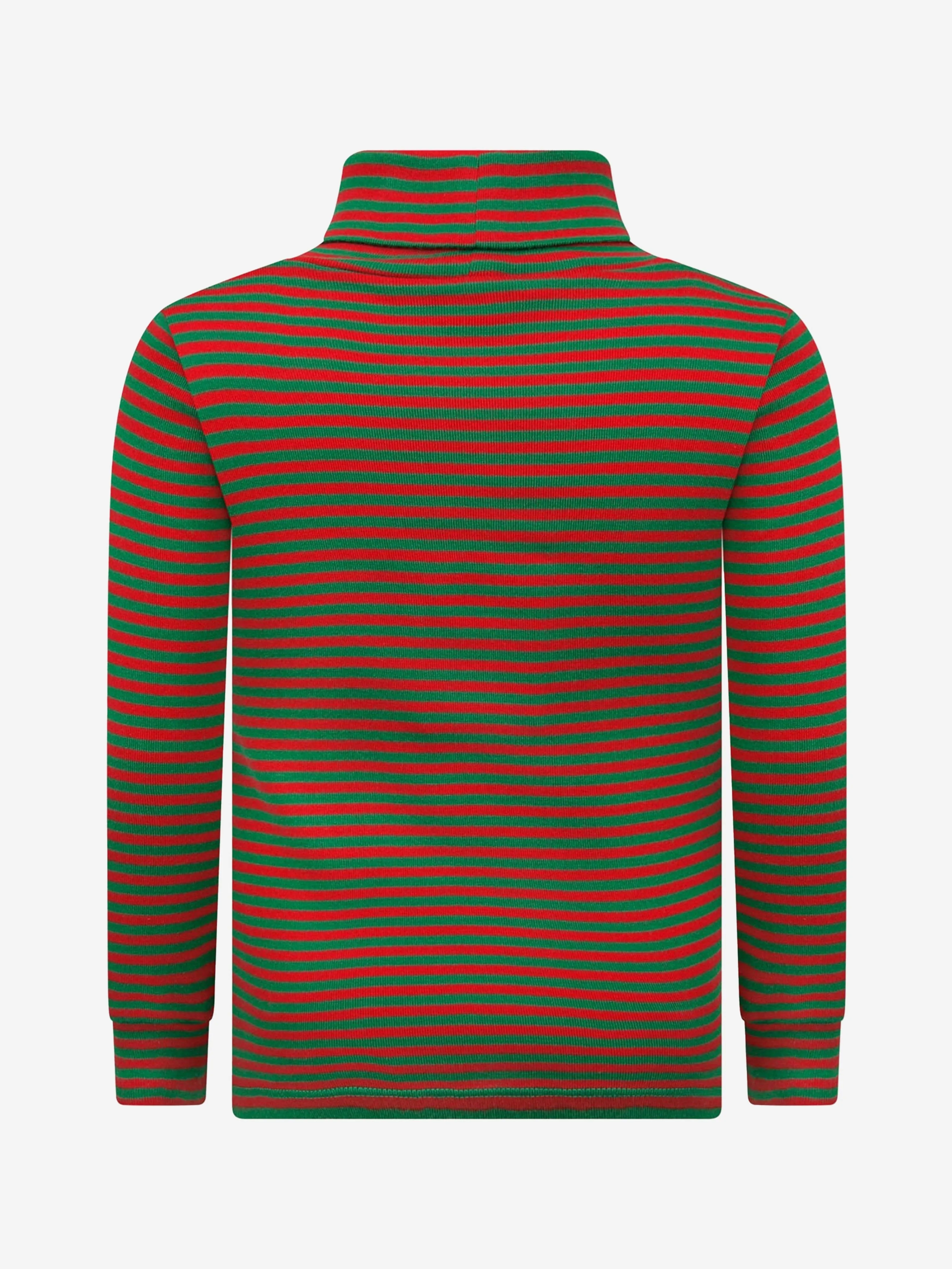 Gucci Kids Cotton Striped Logo Turtle Neck T-Shirt
