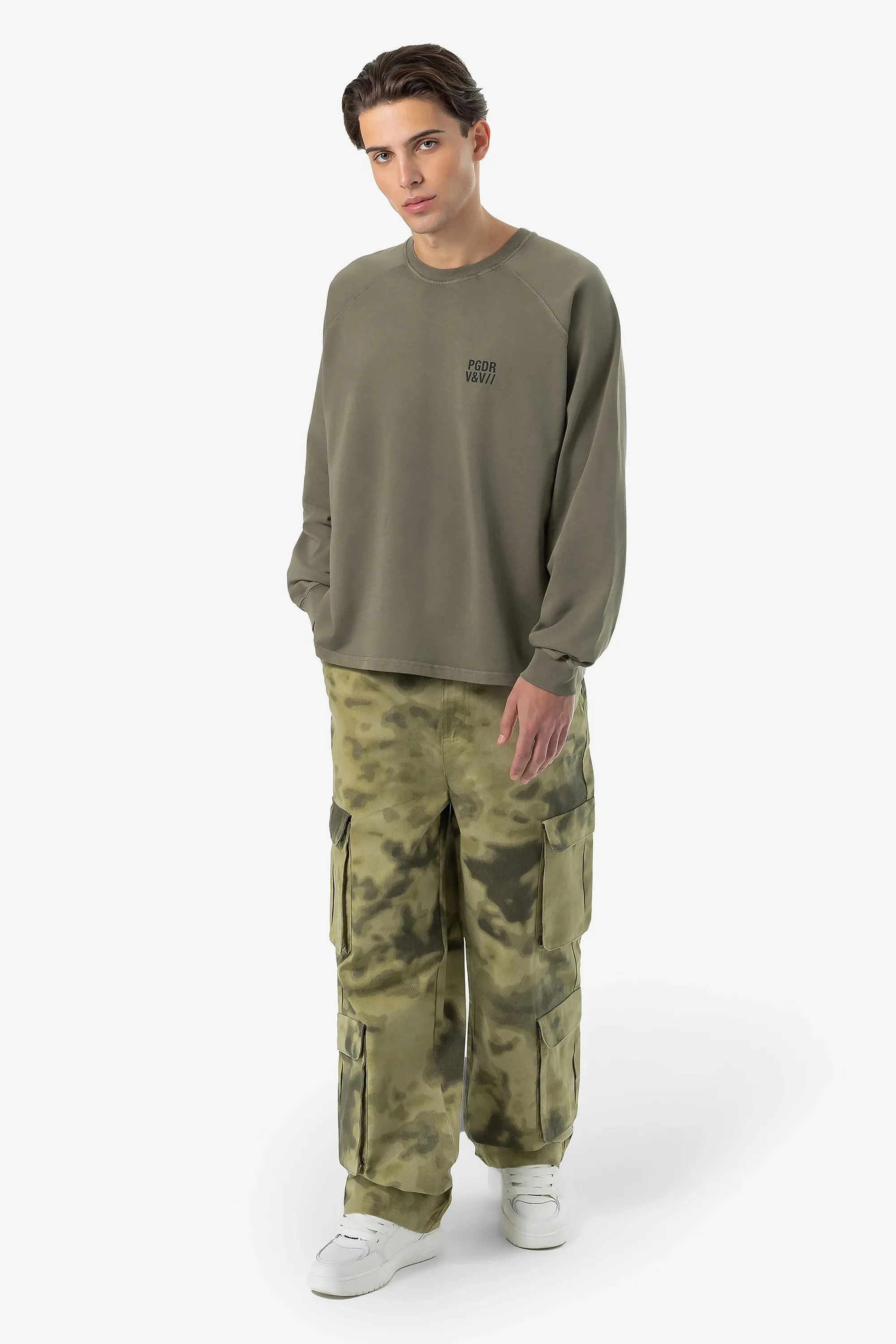 Harmon Wide Cargo Pants Mud Camouflage