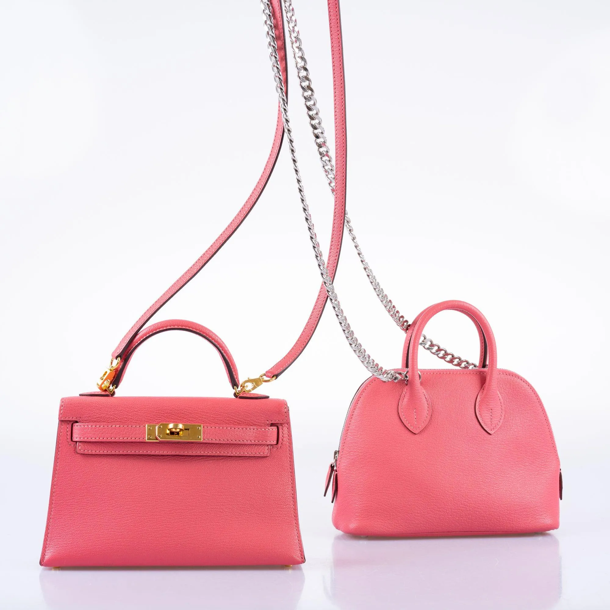 Hermès Mini Bolide 1923 Rose Lipstick Chevre Palladium Hardware