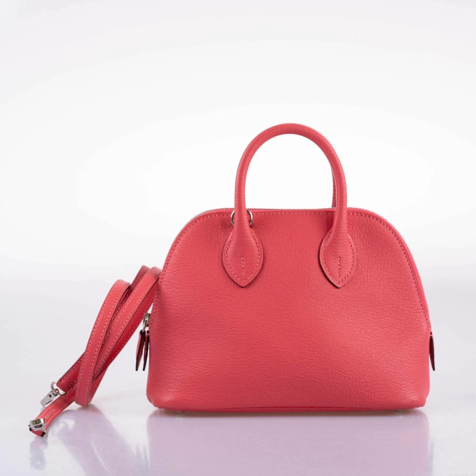 Hermès Mini Bolide 1923 Rose Lipstick Chevre Palladium Hardware
