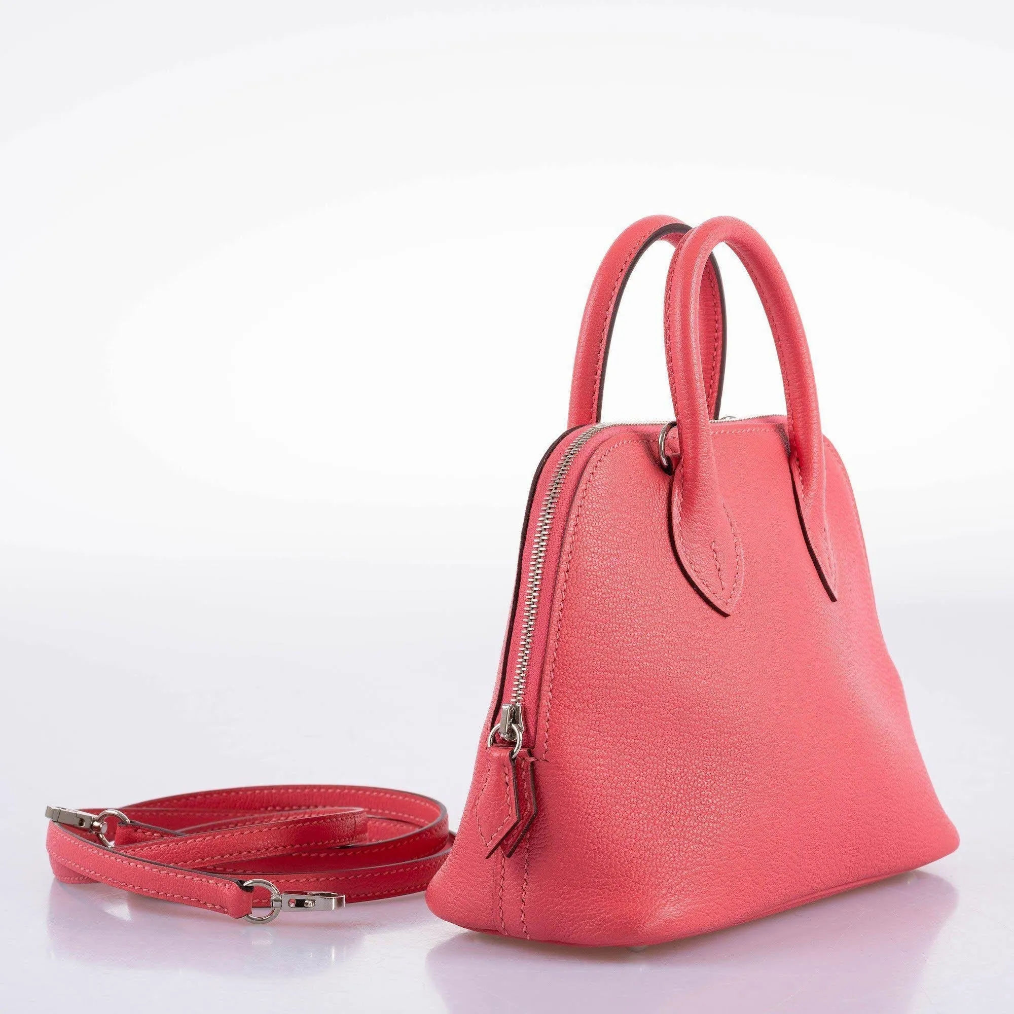 Hermès Mini Bolide 1923 Rose Lipstick Chevre Palladium Hardware