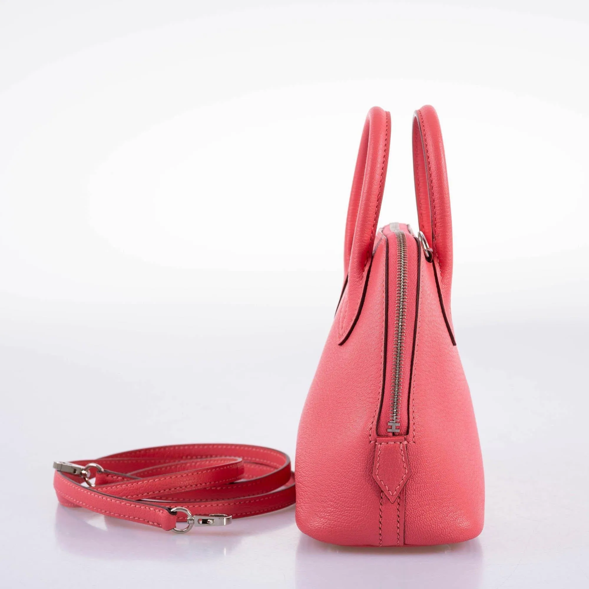Hermès Mini Bolide 1923 Rose Lipstick Chevre Palladium Hardware