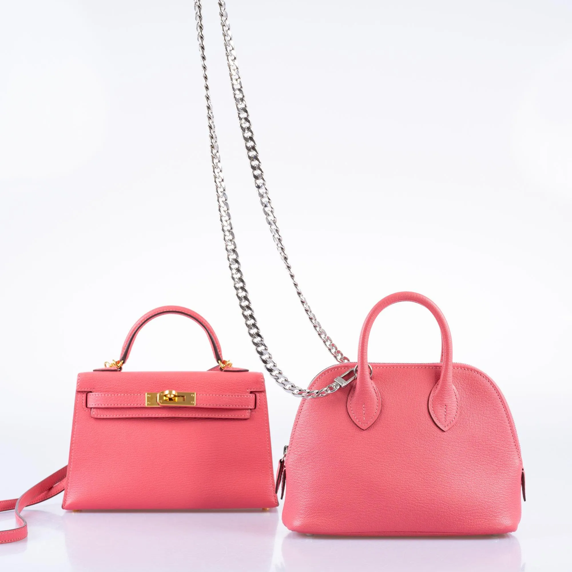 Hermès Mini Bolide 1923 Rose Lipstick Chevre Palladium Hardware