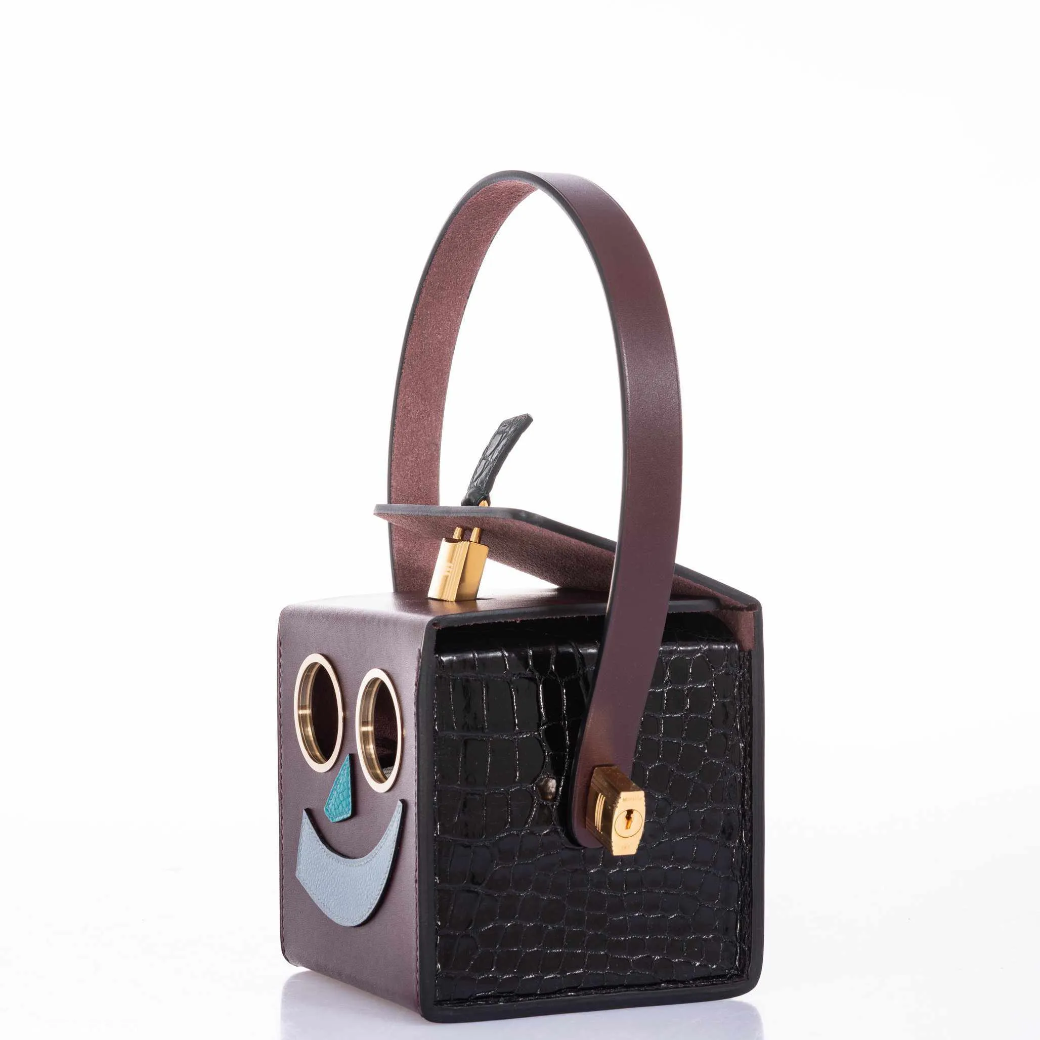 Hermès petit h Robot Buddy Bag Multicolor Vache Hunter and Porosus Crocodile Gold Hardware