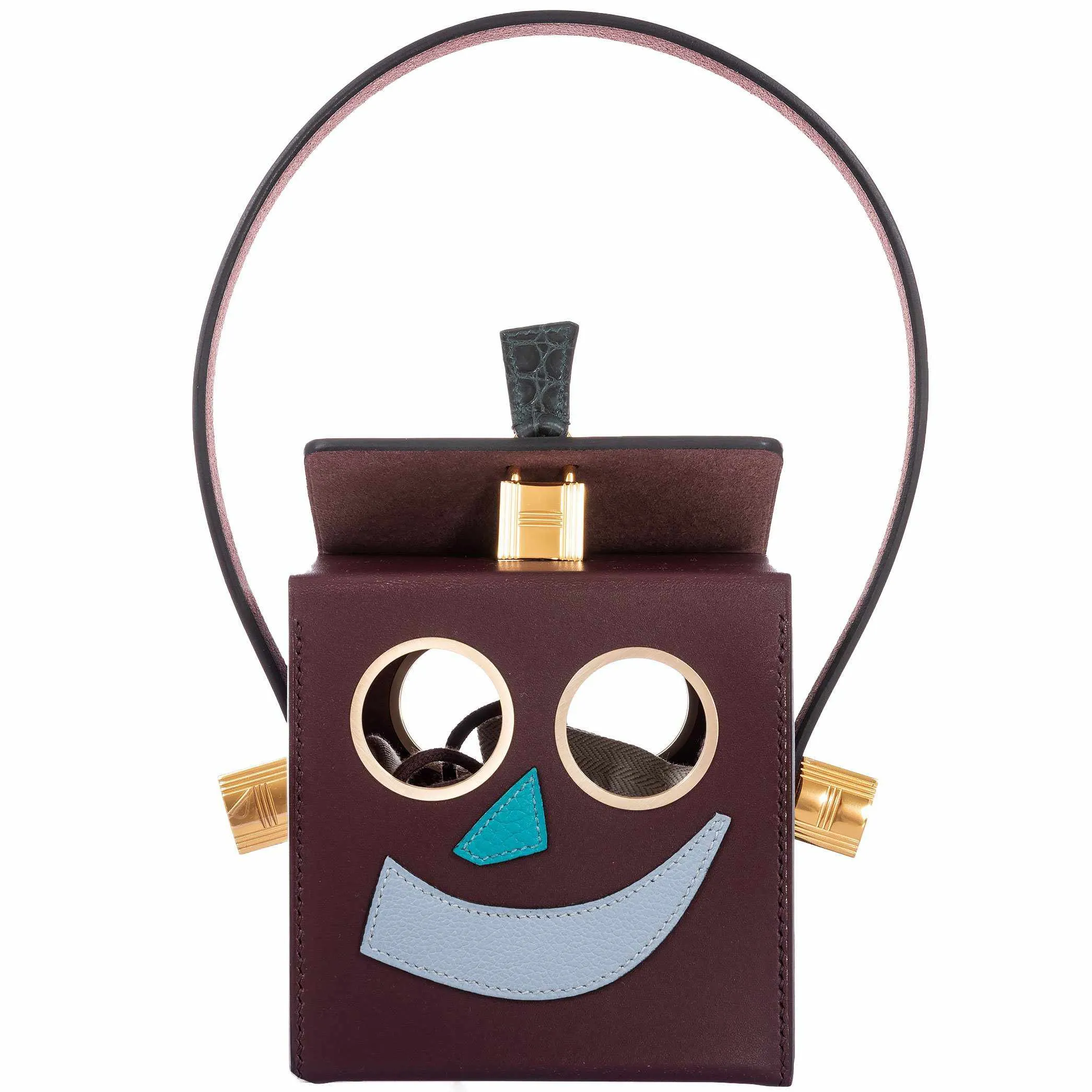 Hermès petit h Robot Buddy Bag Multicolor Vache Hunter and Porosus Crocodile Gold Hardware