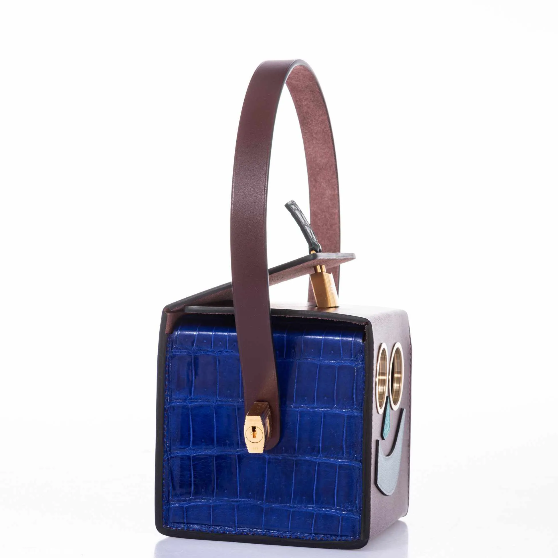 Hermès petit h Robot Buddy Bag Multicolor Vache Hunter and Porosus Crocodile Gold Hardware