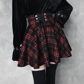 High Waist Plaid Mini Skirt