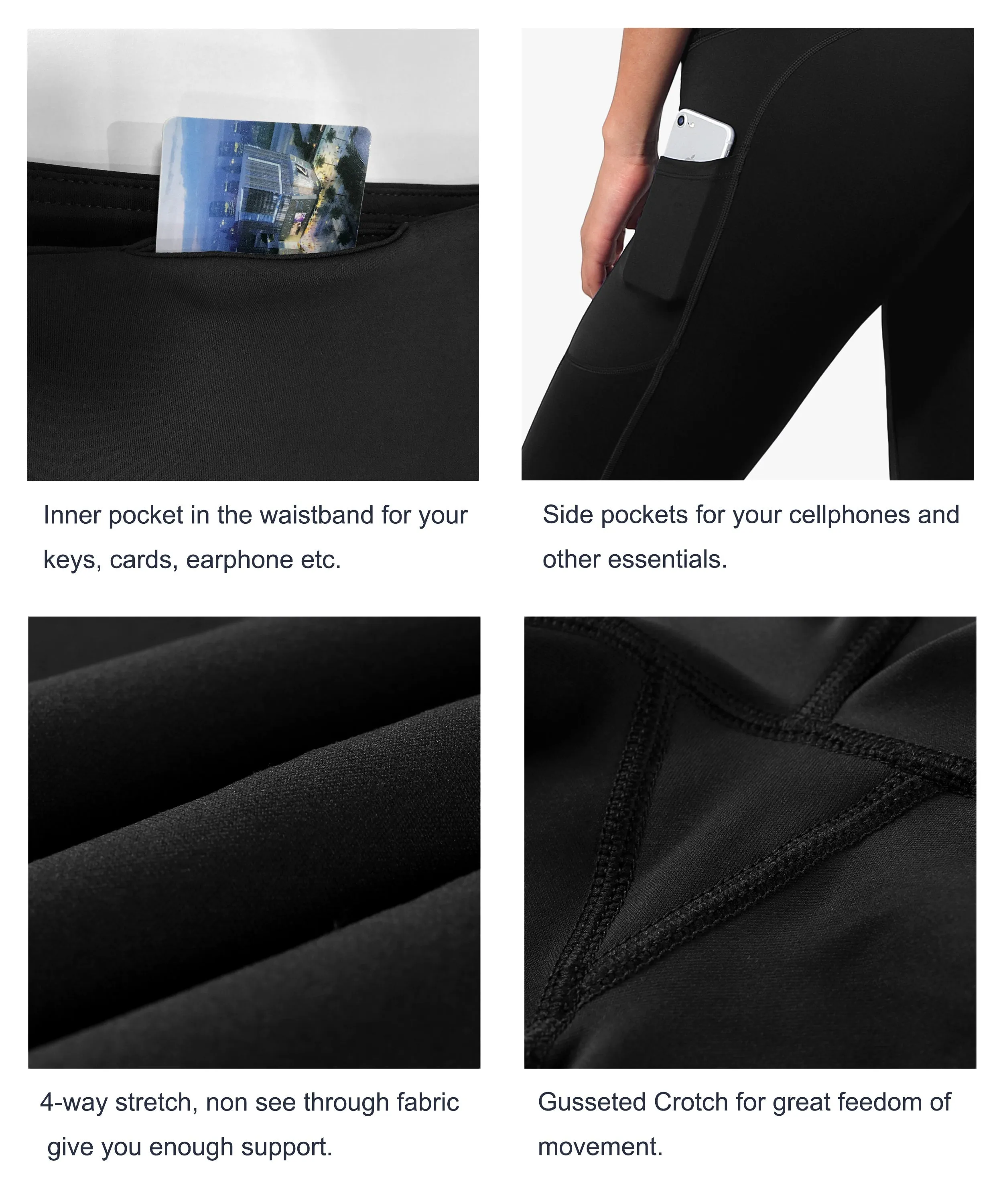 Hip Line Side Pockets Running Pants black_Running