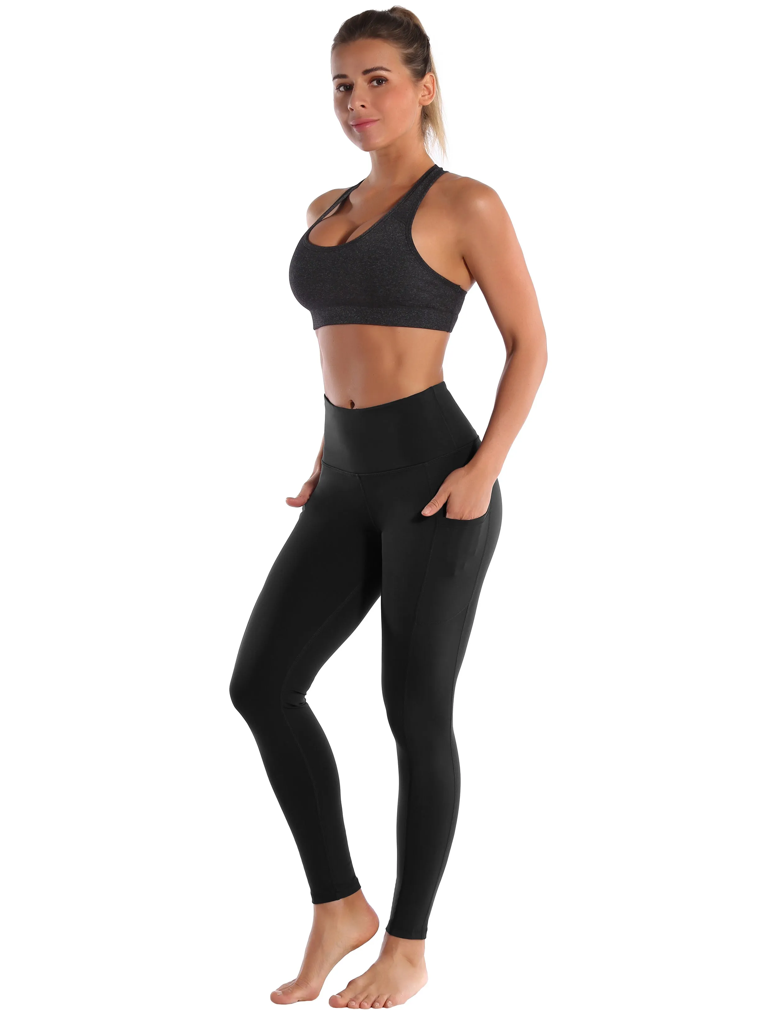 Hip Line Side Pockets Running Pants black_Running