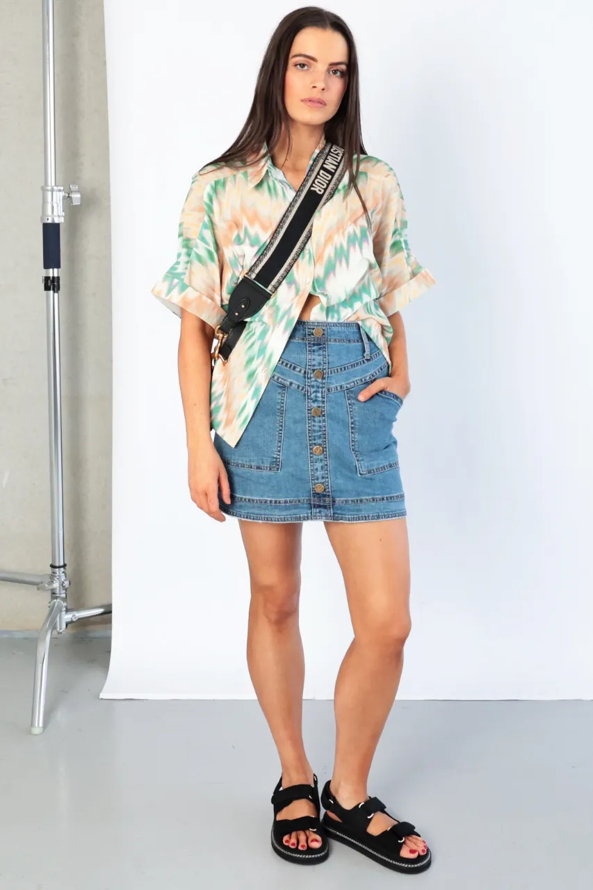 Hurley Skirt - High Waist Denim Mini - Denim