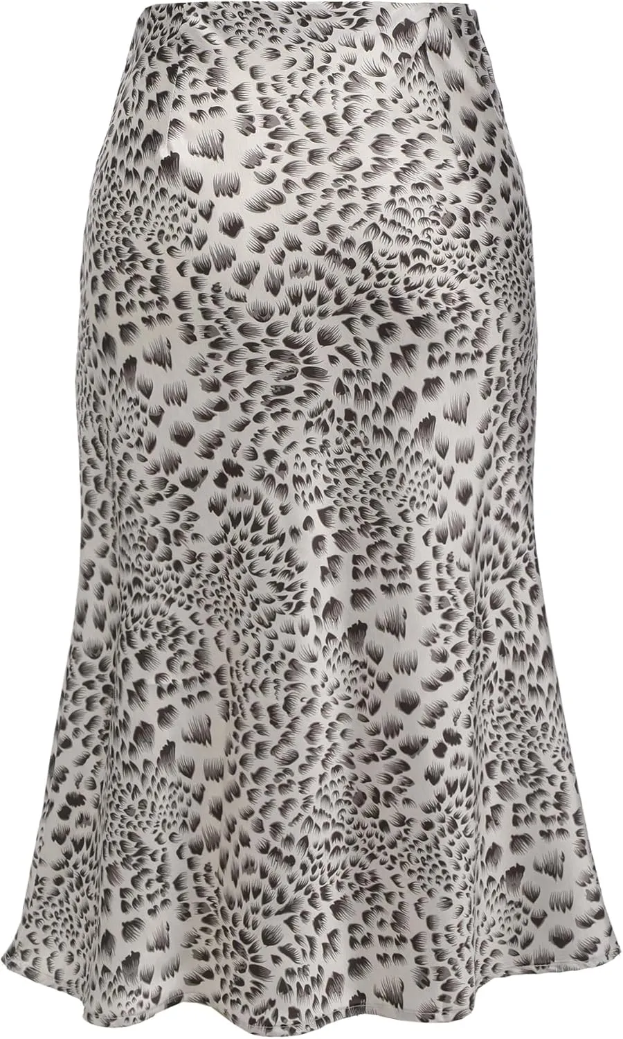 Leopard Skirts for Women Midi Long Length High Waist Cheetah Skirts Satin Silk Elastic Skirts