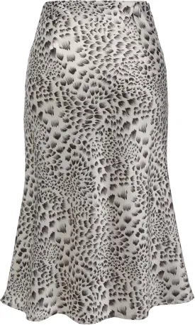 Leopard Skirts for Women Midi Long Length High Waist Cheetah Skirts Satin Silk Elastic Skirts