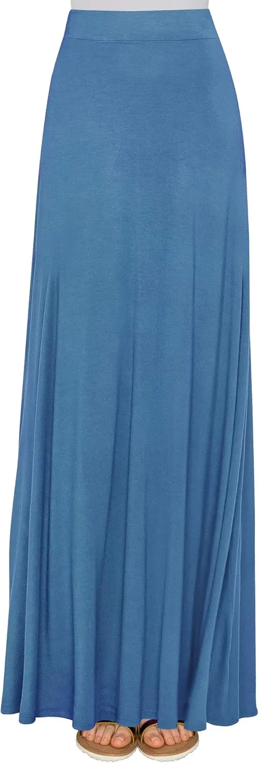 Lock and Love Women's Casual Comfy Stylish High Waist Flare Long Maxi Skirt  Available in Print & Solid Options