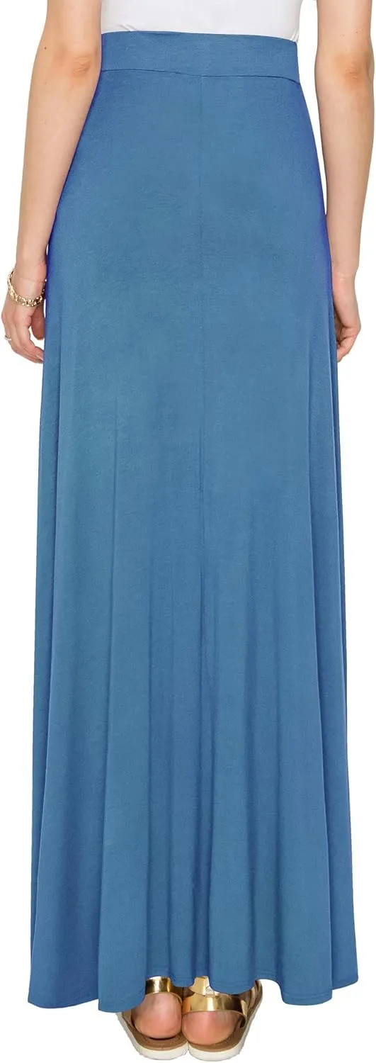 Lock and Love Women's Casual Comfy Stylish High Waist Flare Long Maxi Skirt  Available in Print & Solid Options