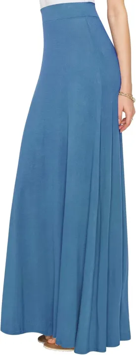 Lock and Love Women's Casual Comfy Stylish High Waist Flare Long Maxi Skirt  Available in Print & Solid Options