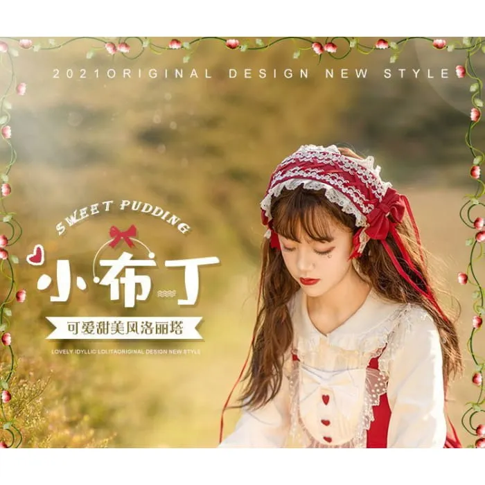 Lolita Lace Trim A-Line Overall Dress / Long-Sleeve Blouse / Petticoat Skirt / Headband / Set