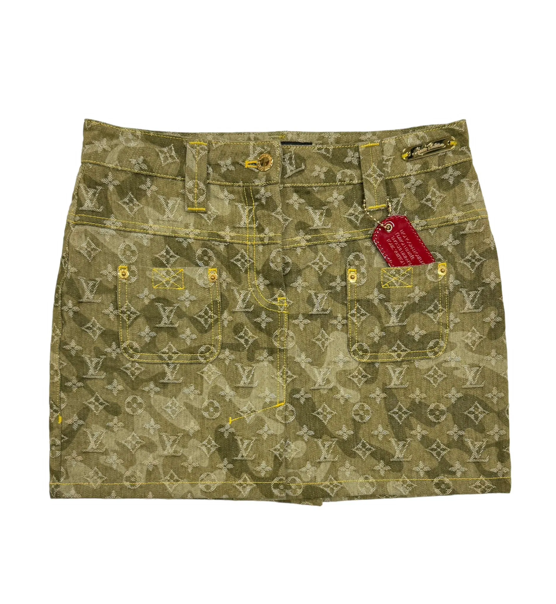 Louis Vuitton Green Denim Mini Skirt