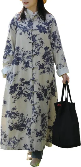 LUZU JUNU Women's Trench Coat Floral Print Jacket Cottagecore Clothing Casual Plus Size multicolored Outerwear