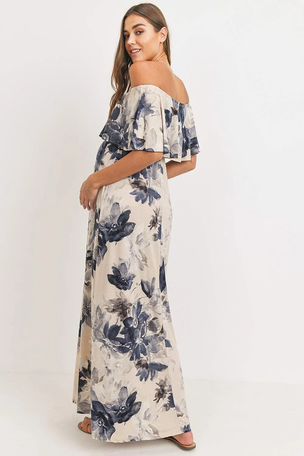 Maternity Dress Off Shoulder Maxi Pregnant Women Baby Shower Photoshoot