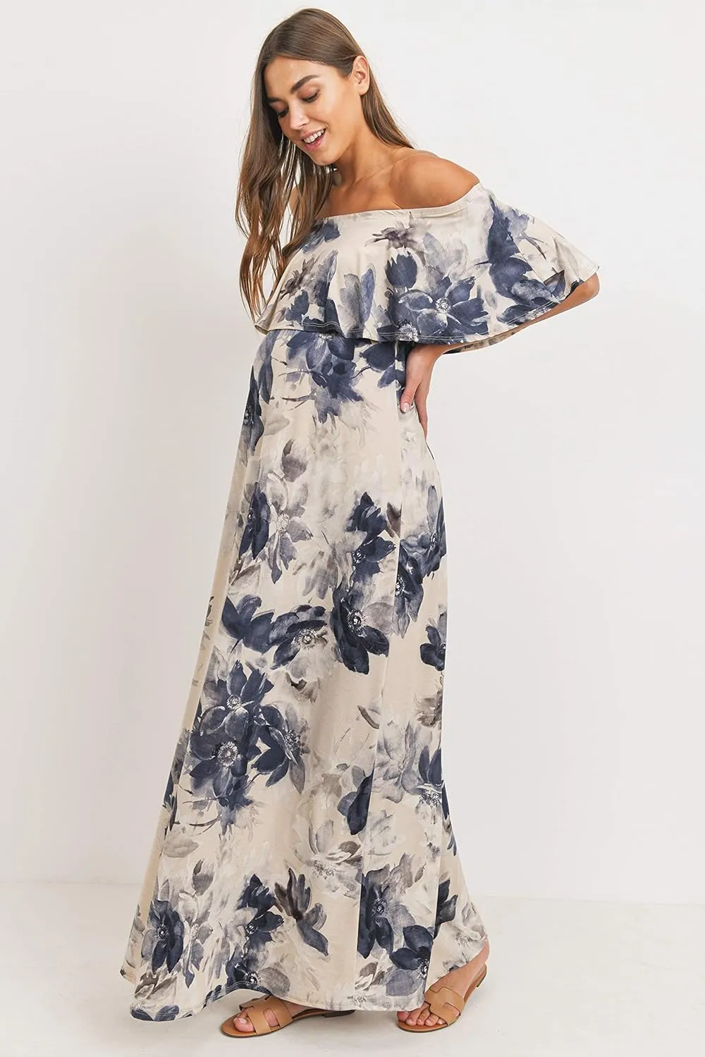 Maternity Dress Off Shoulder Maxi Pregnant Women Baby Shower Photoshoot