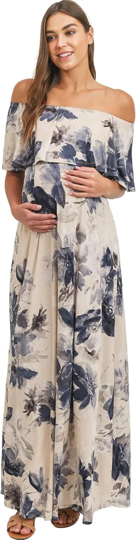 Maternity Dress Off Shoulder Maxi Pregnant Women Baby Shower Photoshoot