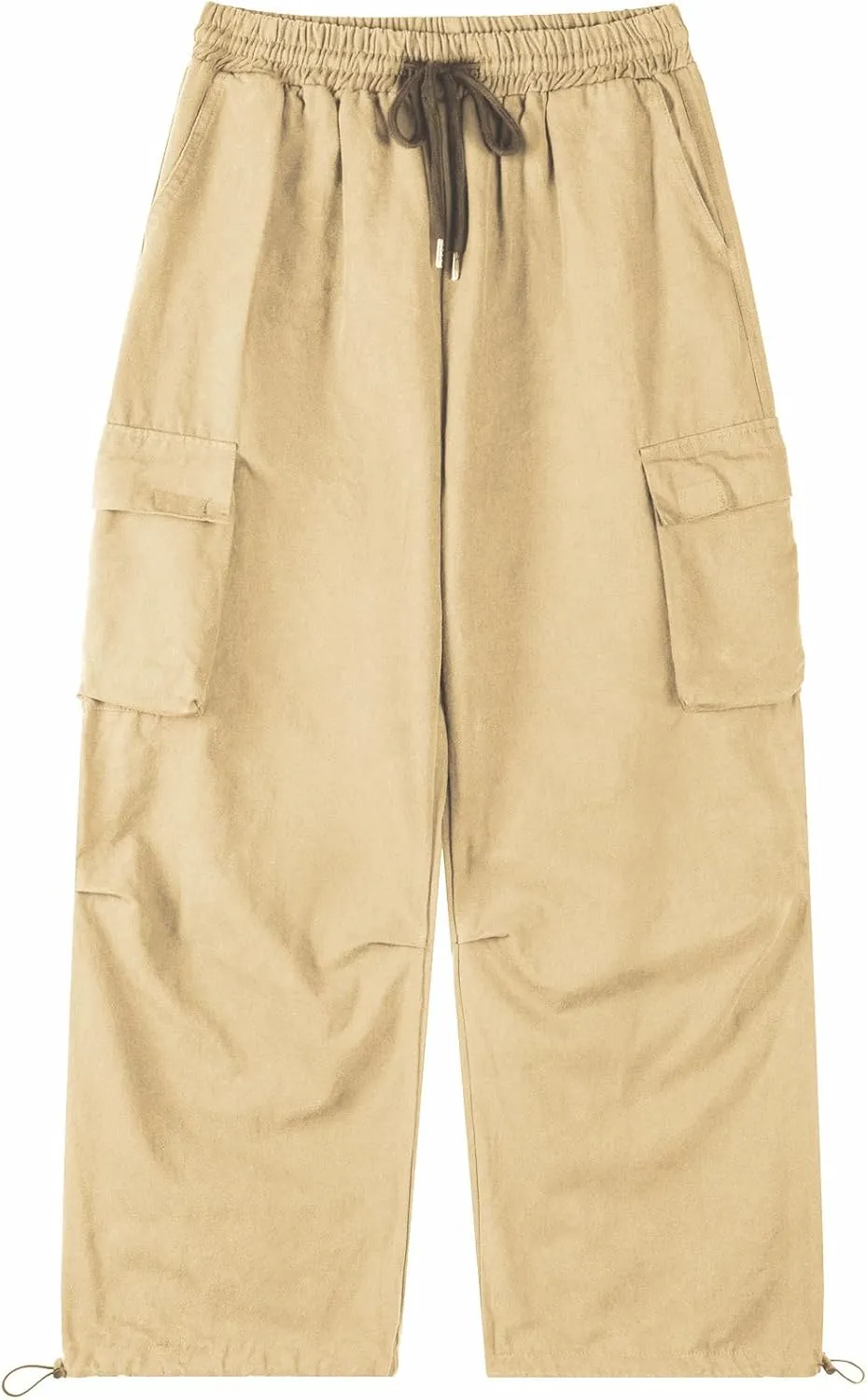 Men's Casual Cargo Pants Elastic Waist Drawstring Street Hip Hop Trousers with Pockets