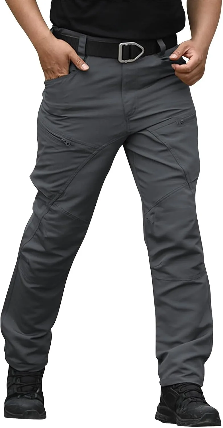 Mens Tactical Pants Work Hunting Moisture Wicking Pants Hiking Cargo Relaxed Fit Pant with Pockets
