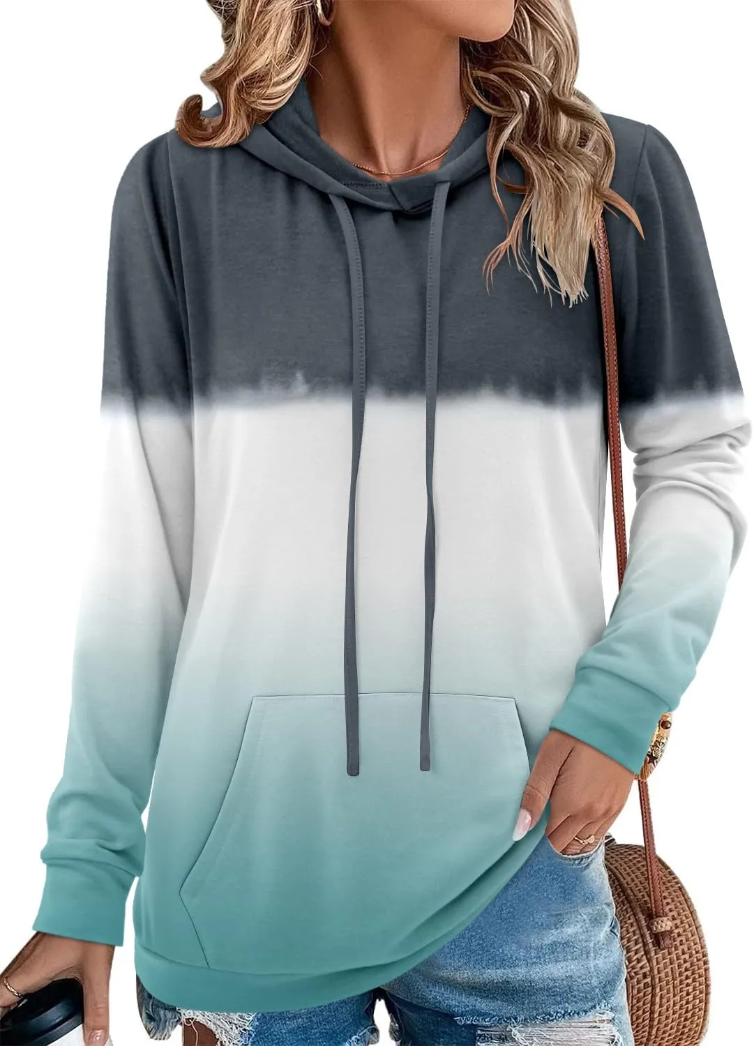 onlypuff Women's Pullover Hoodies Teen Girls Trendy Fall Fashion Tops Hooded Sweatshirts